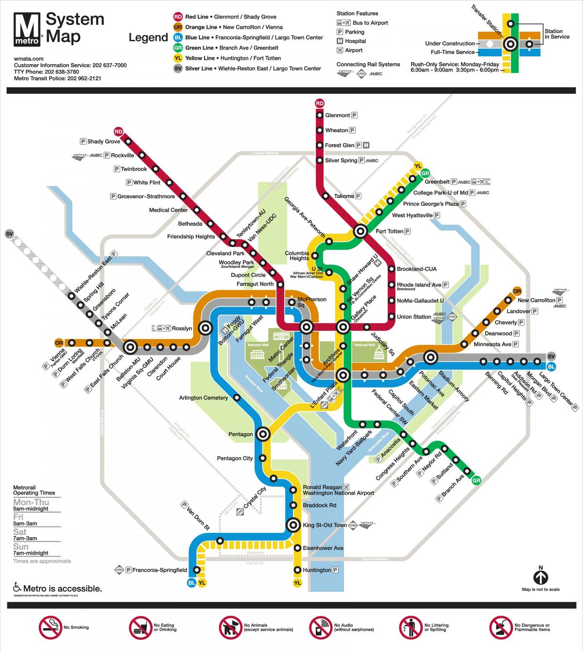 Вашингтон ДЦ метро карта сребрна линија