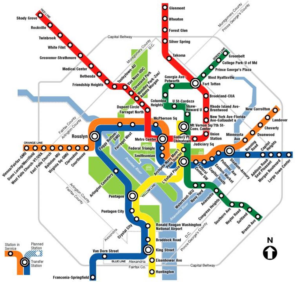 Вашингтон ДЦ метро карта