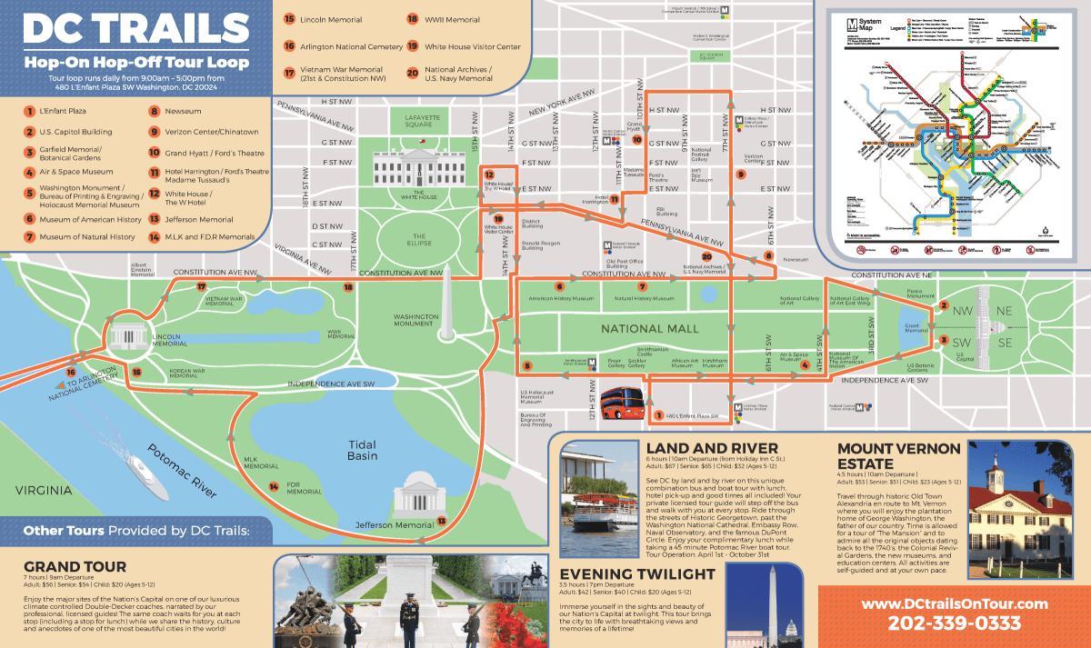 Вашингтон-хоп-хоп-офф аутобуса пут на мапи