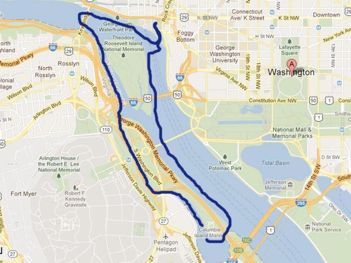 карта река Потомак у Вашингтону