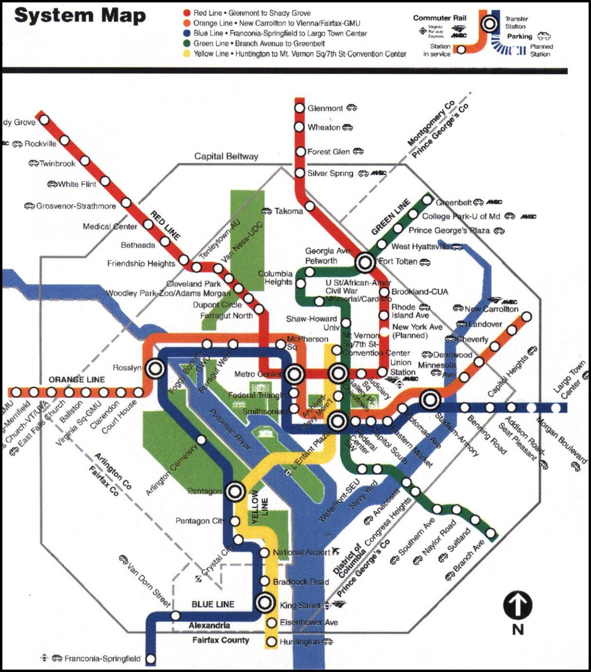 у Вашингтону ДЦ метро воз мапи