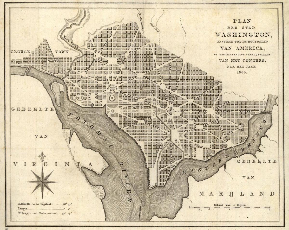 мапа је историјска мапа Вашингтон, округ Колумбија
