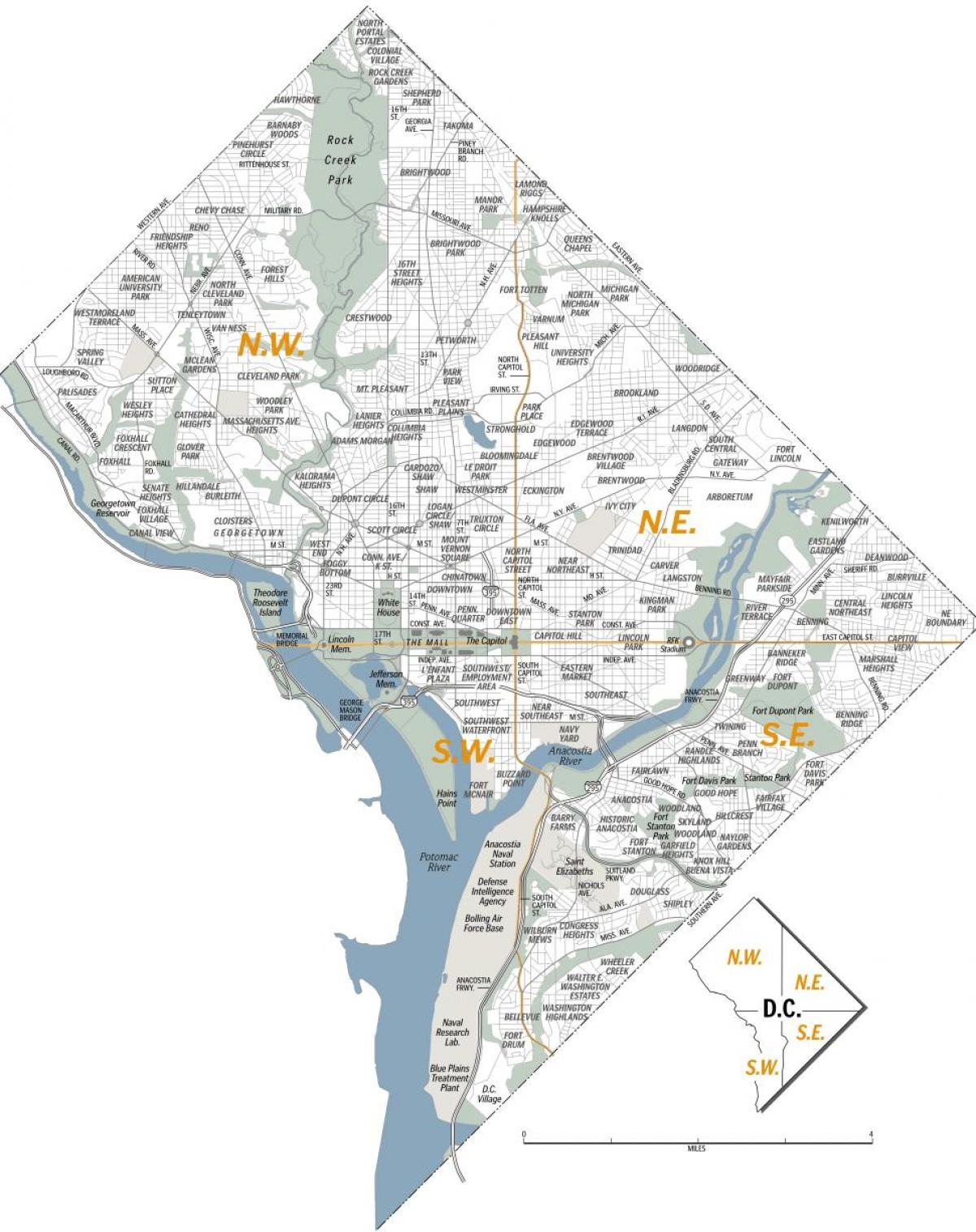 карта Вашингтон, округ Колумбија
