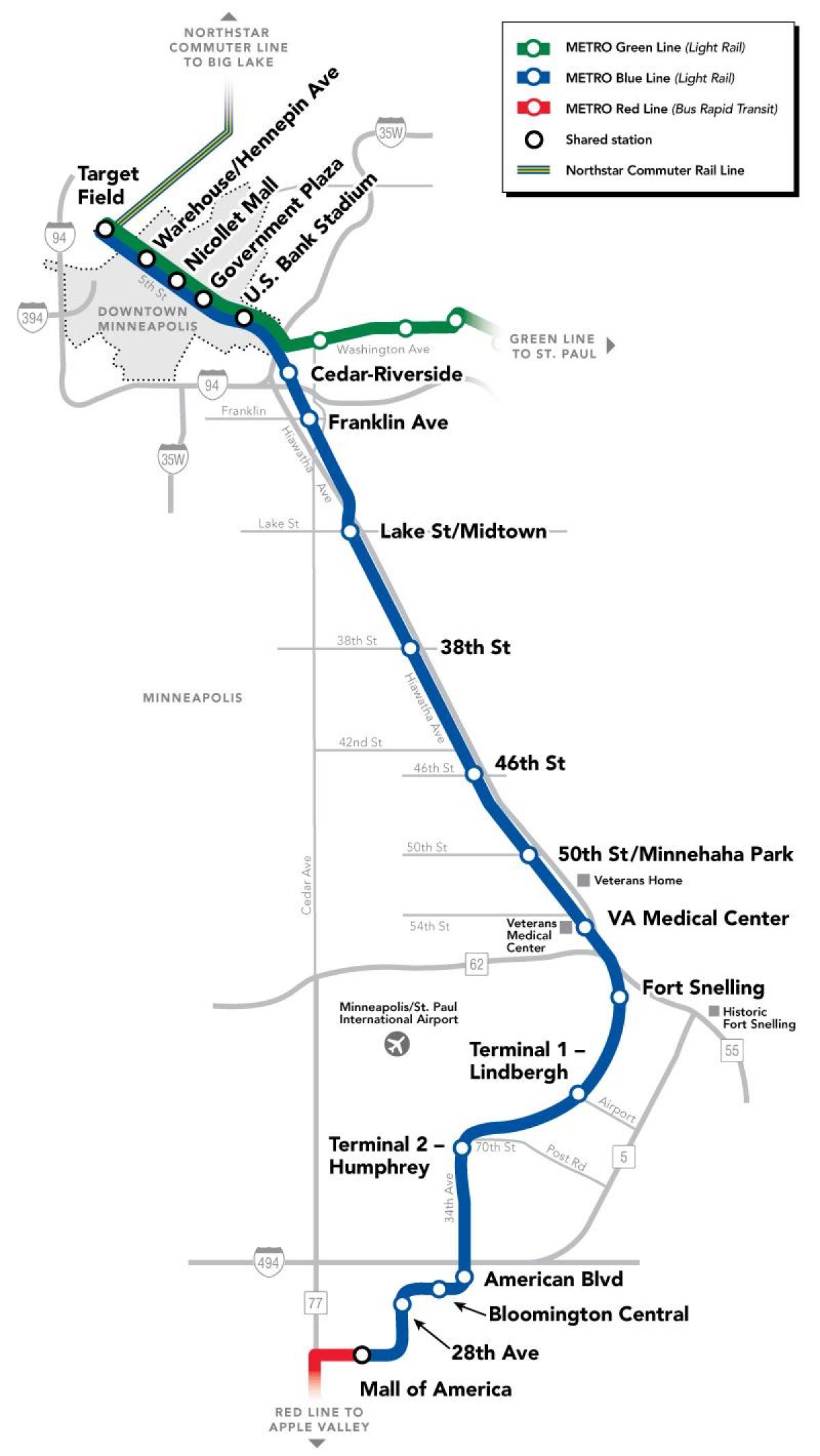 Вашингтон метро плава линија на мапи