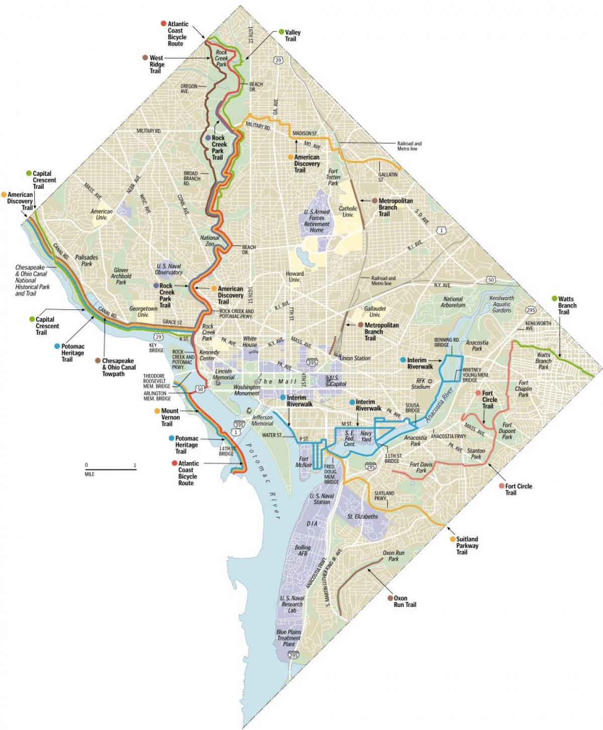 Вашингтон линије дц бицикл мапи