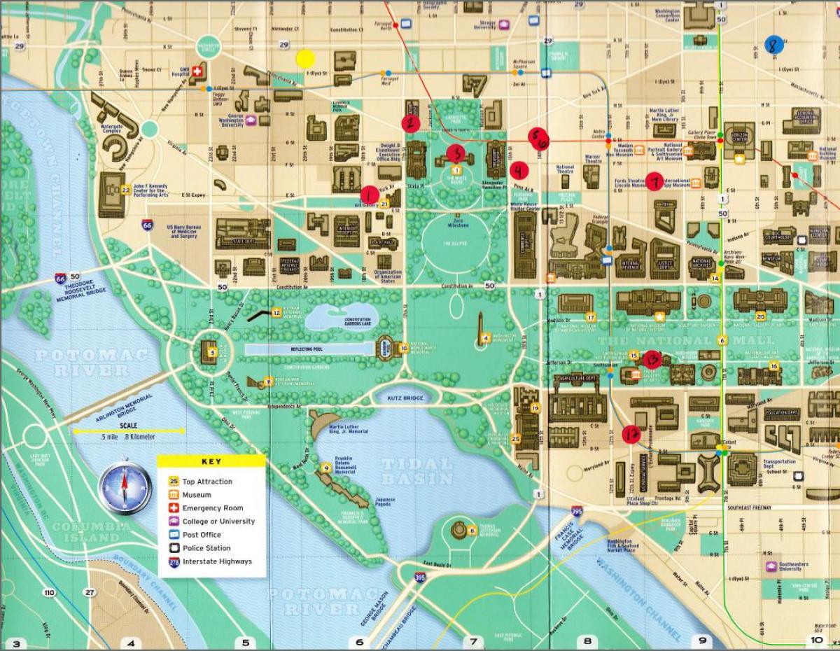 карта споменика Вашингтону