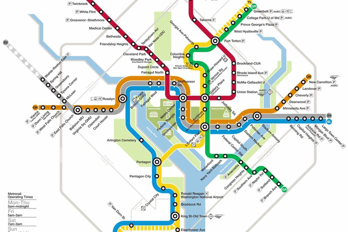 Вашингтонской система ДЦ метро карта