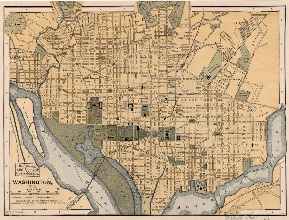 стара карта Вашингтон, округ Колумбија