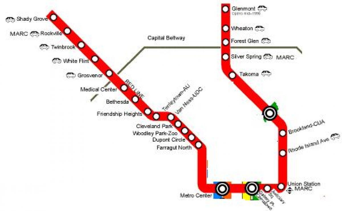 Вашингтон ДЦ метро црвена линија мапи