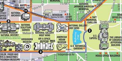 Карта музеја Вашингтон ДЦ и споменици
